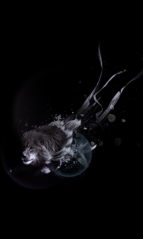 Лев в абстарктой фигне обои