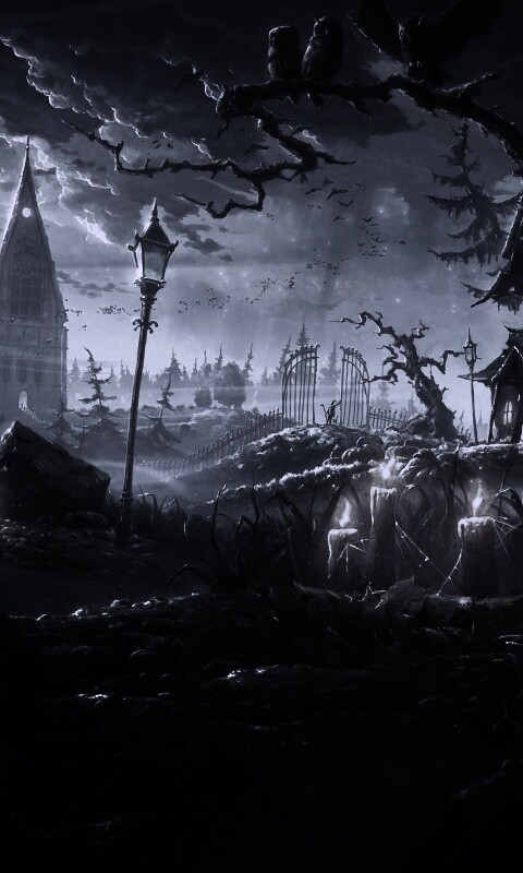 Страшный хэллоувинский пейзаж обои