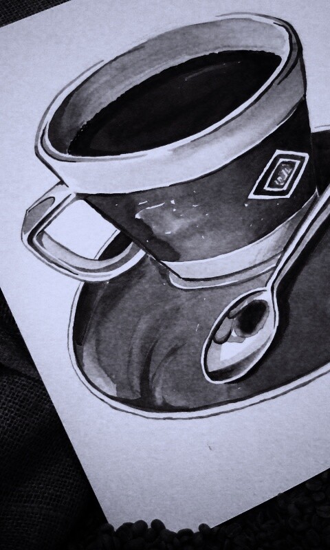Нарисованная чашка кофе обои