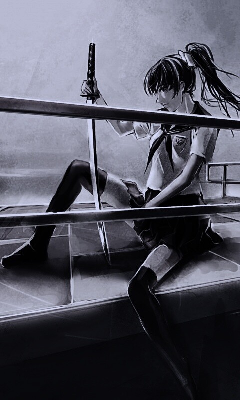 С катаной в руке обои