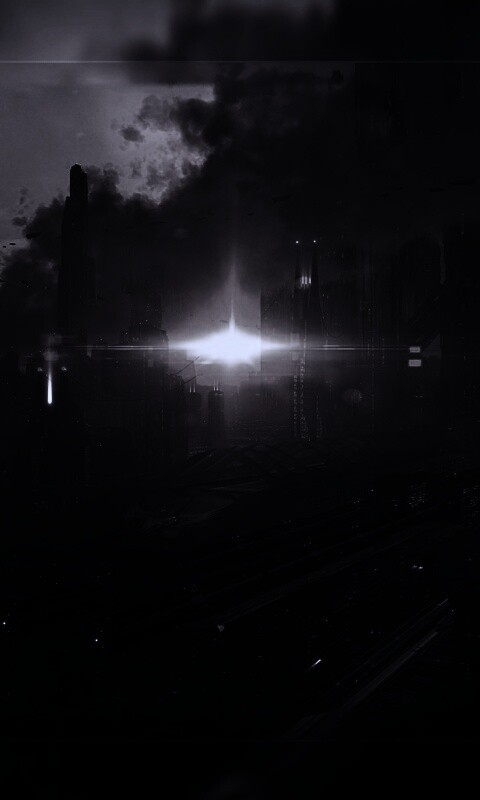 Закат в инопланетном городе обои