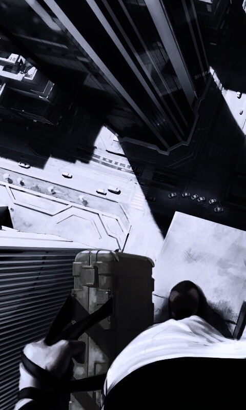 Фейт на краю небоскреба обои