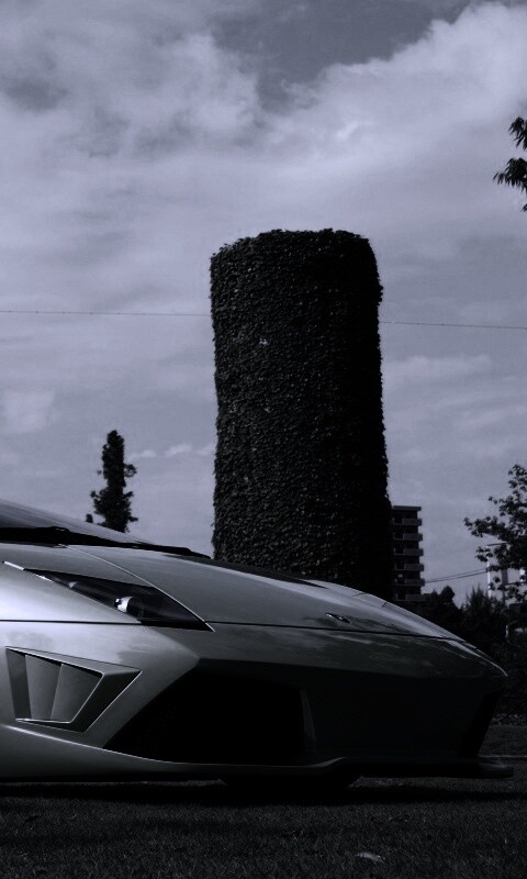 Зелёный Ламборджини на траве обои