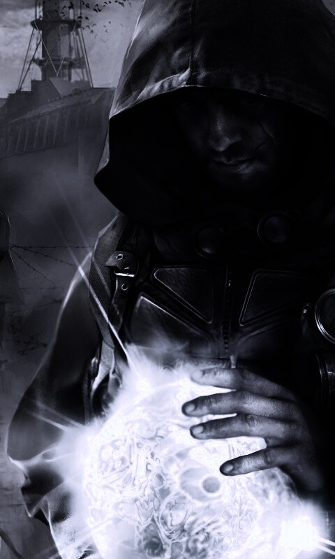 Сталкер с энергетическим артефактом в руках обои