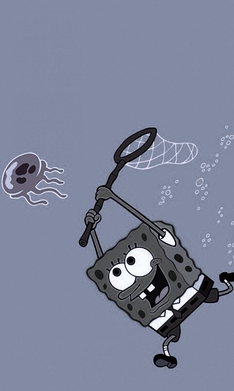 Губка Боб гонится за медузой обои