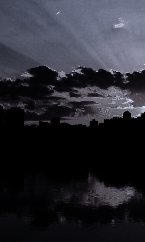 Закат над городом обои