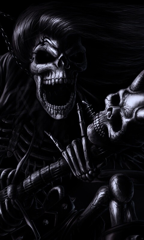 Скелет играет на скелет-гитары обои