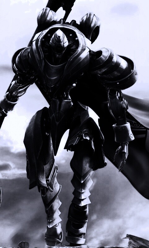 Боевой робот с топором в руке обои