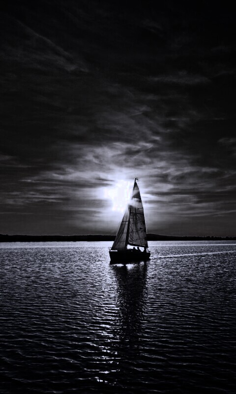 Яхта на закате обои