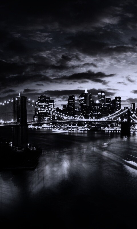 Мост в Нью-Йорке ночью обои