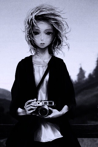 Девушка с фотоаппаратом обои