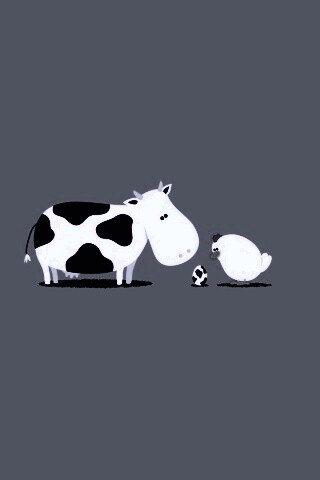 Корова + курица обои