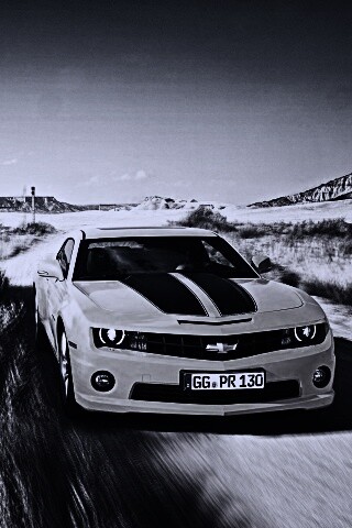 Камаро на пустынной дороге обои