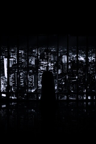 Бэтмен  смотрит на Готем обои