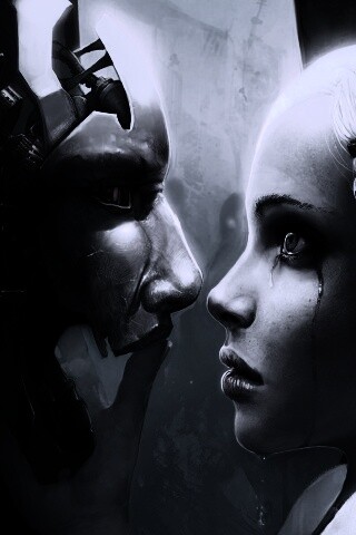 Девушка и робот обои