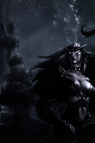 Тёмная эльфика в лесу обои