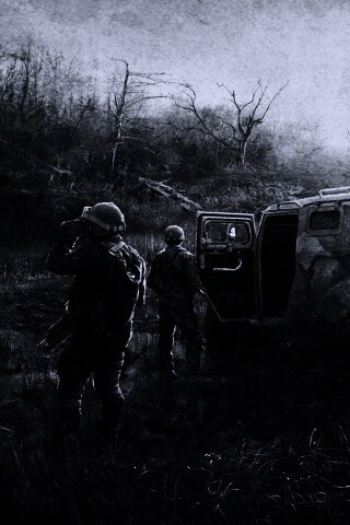Солдаты из сталкера на болоте обои