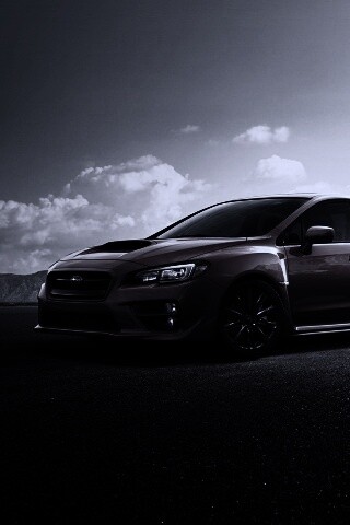 Subaru WRX на пустынной трассе обои