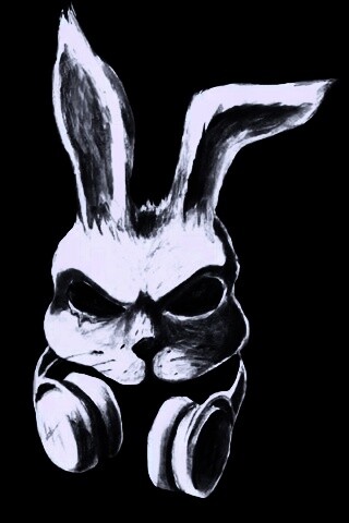 Кролик в наушниках обои