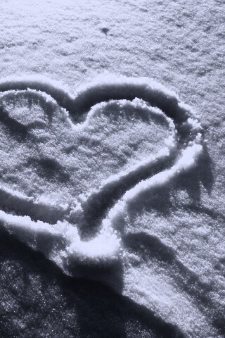 Сердечко на снегу обои