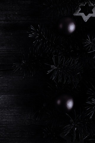 Новогодние игрушки на еловой ветке обои