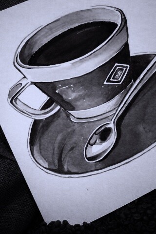 Нарисованная чашка кофе обои