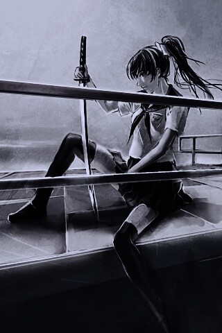 С катаной в руке обои