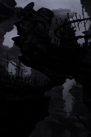 Древний корабль в скалах обои