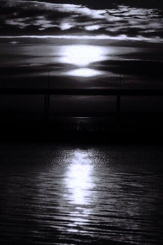 Мост на фоне заката обои