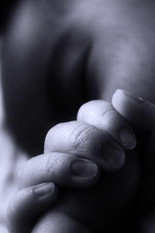 Младенец держит палец обои