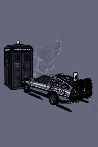 Что будет если ДеЛореан врежется в Тардис? обои