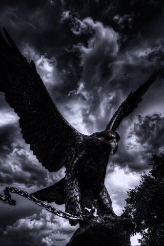 Скульптура орла с цепью в когтях обои