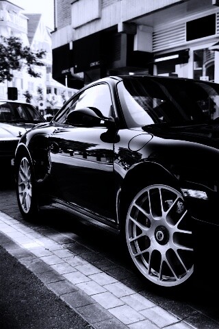 Чёрно-белое фото Porsche обои