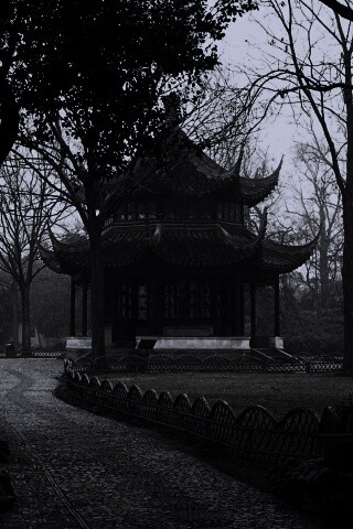 Домик я японском саду обои