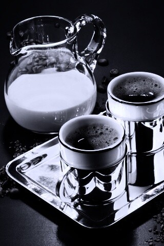 Поднос с кофе обои