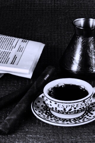 Утренний кофе, газета и сигары обои