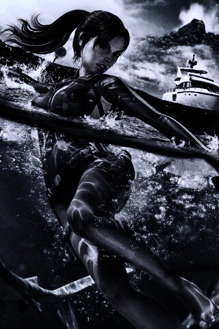 Лара Крофт против акул обои