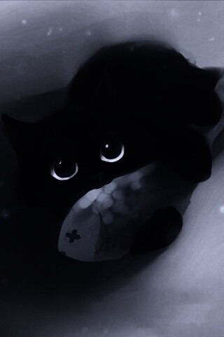 Кот с рыбкой обои