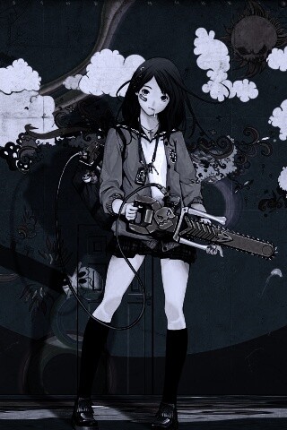 Девушка с бензопилой обои