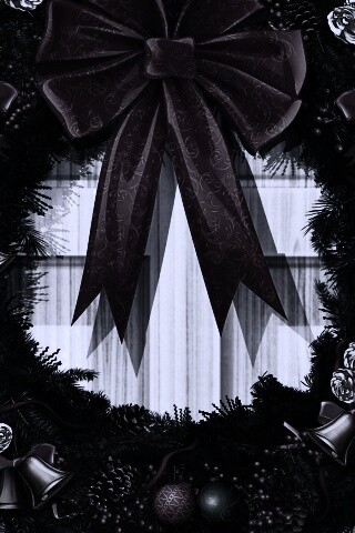 Новогодний венок на двери обои