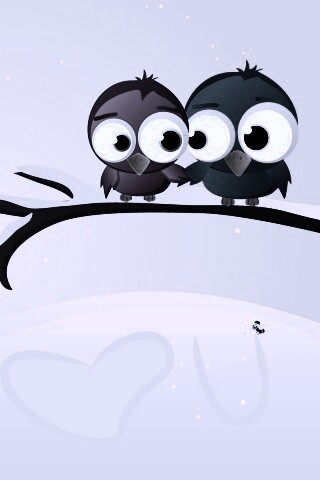 Две птички на ветке щебечут о любви обои