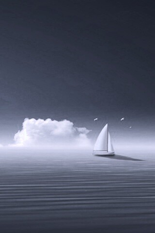 Голубые обои под хорошее настроение с парусником обои