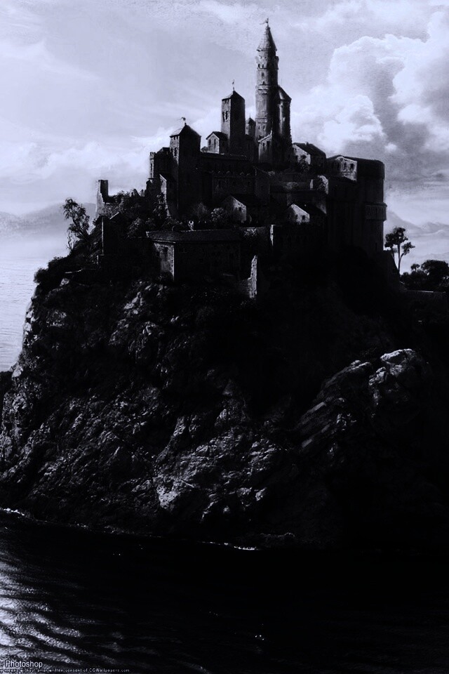 Замок на скале обои