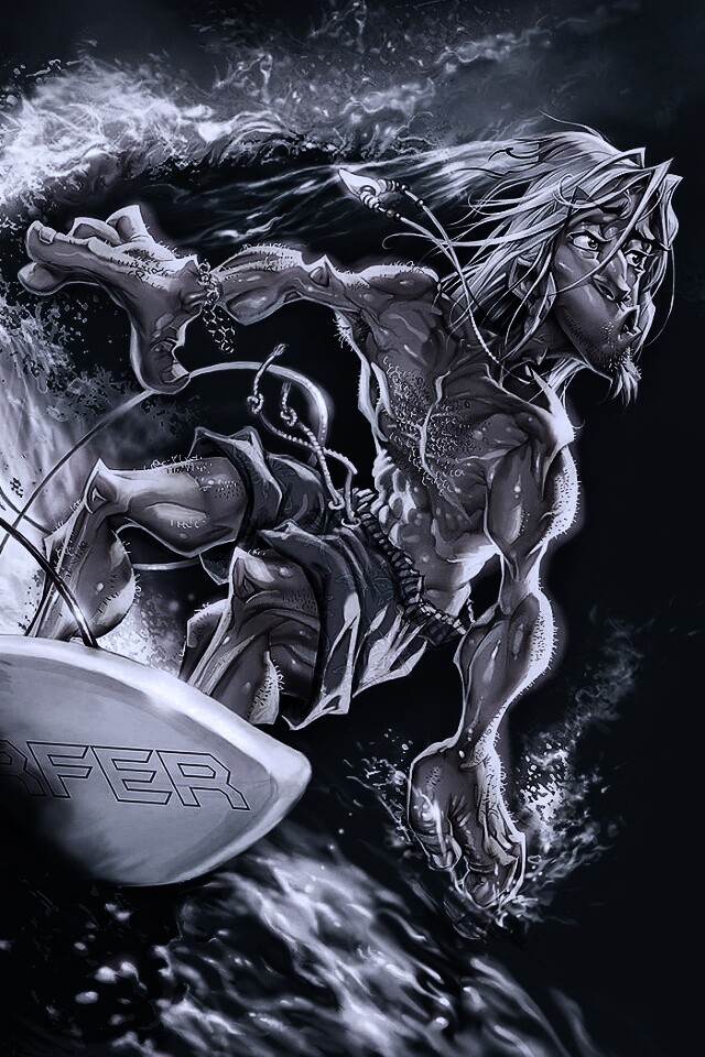 Карикатура на серфера обои