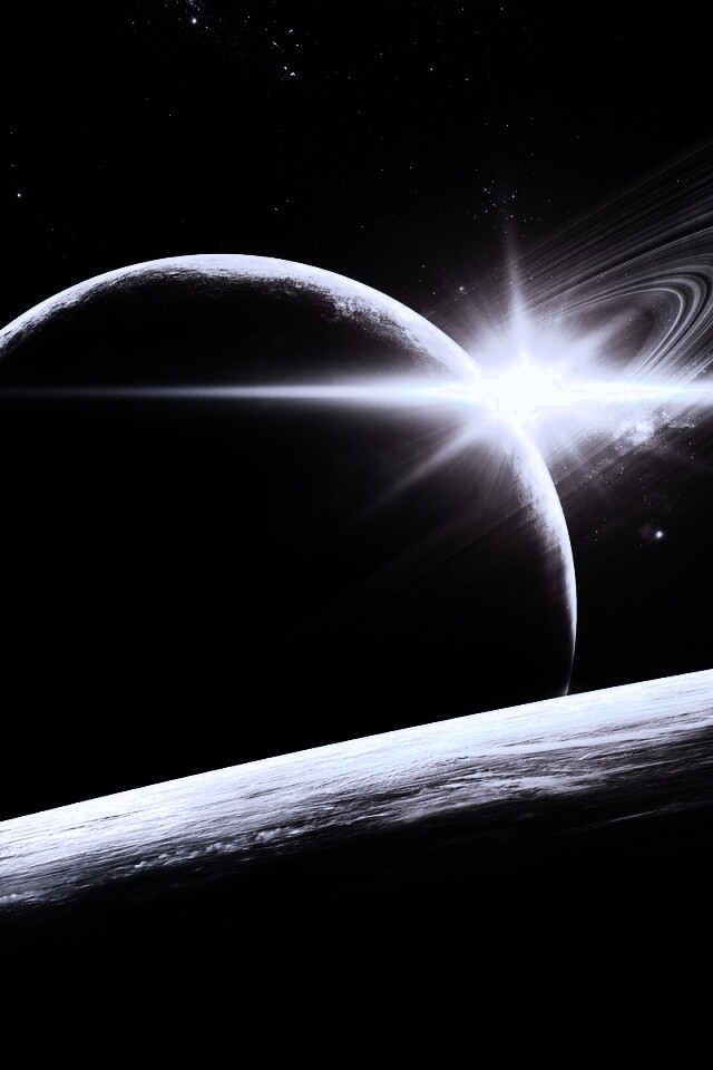 Солнце сквозь кольца Сатурна обои