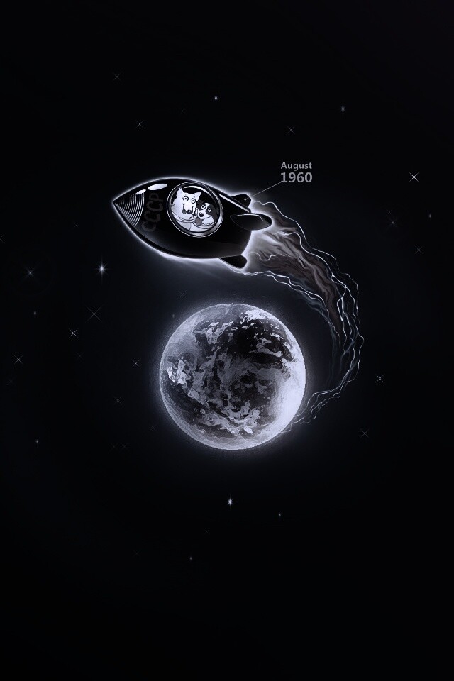 Белка и Стрелка летят в космос обои