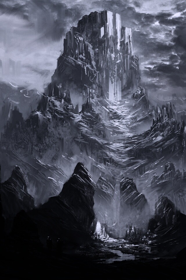 Город в горах обои