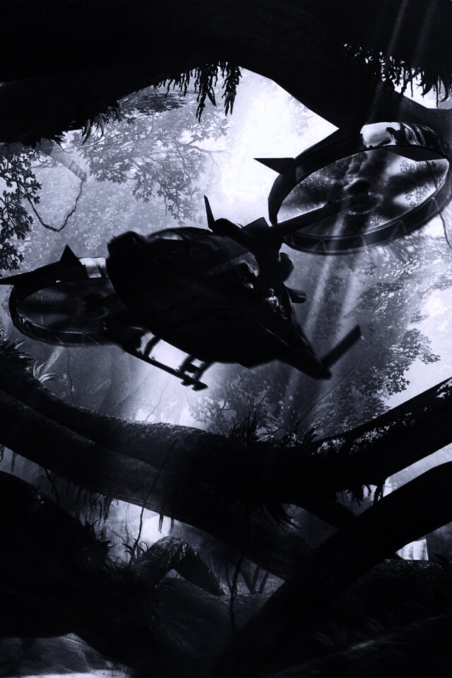 Вертолет в инопланетных джунглях обои