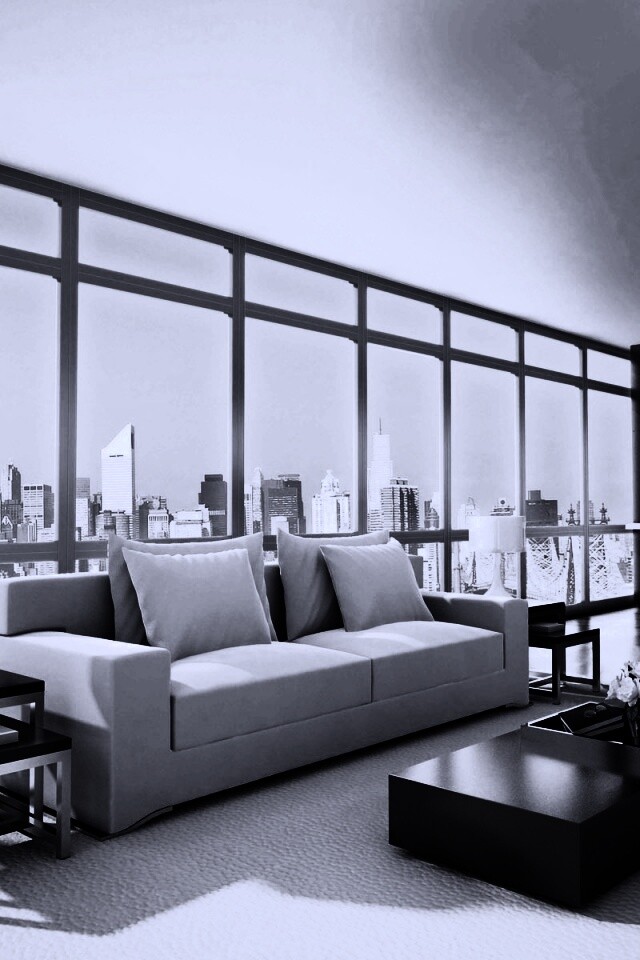 Квартира с видом на мегаполис обои