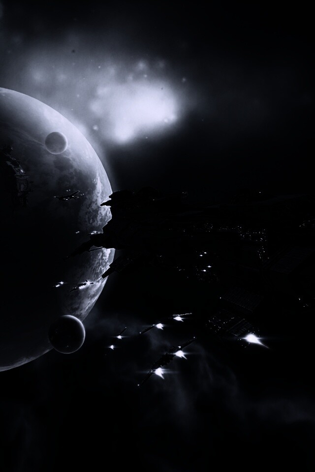 Космический флот атакует планету обои